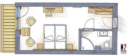 Grundriss Doppelzimmer Superior Typ Hahnenkamm