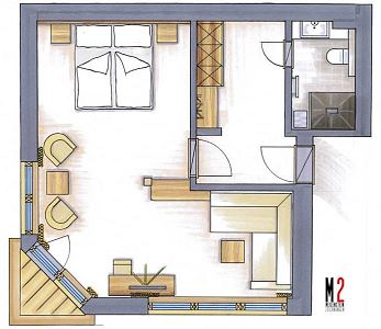 Grundriss Studio Superior Typ Hahnenkamm